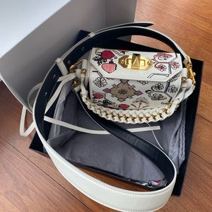 Alexander McQueen embroidered white shoulder bag